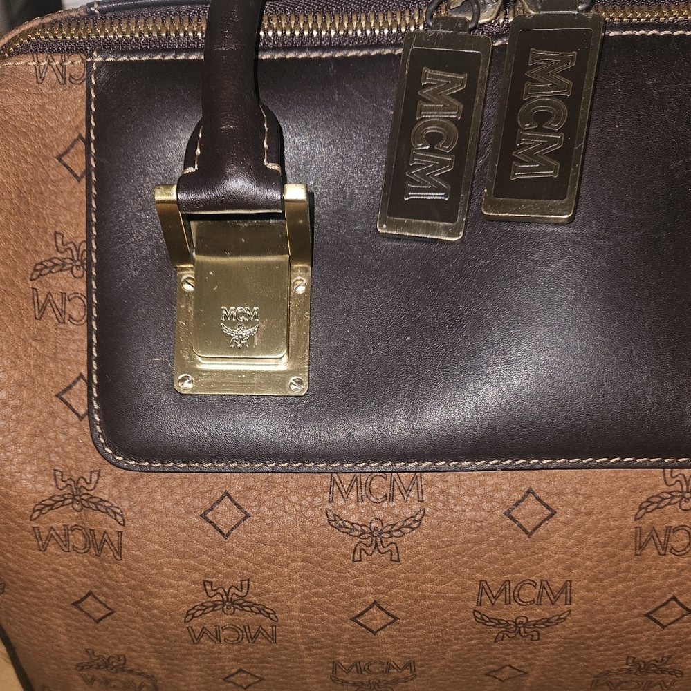 MCM Visetos Boston Bag 30 Dark Brown - Picture 2 of 9